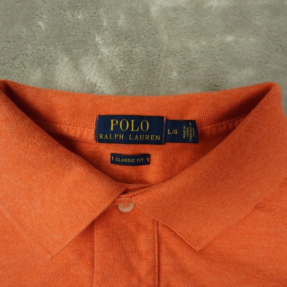 Polo Ralph Lauren Classic Fit Polo Shirt Men's Large Orange Preppy Retro